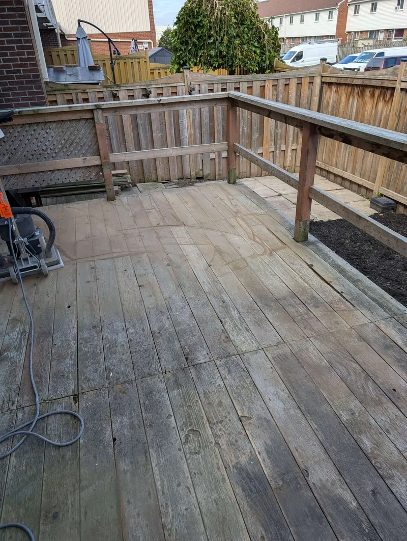 Rear deck in Oshawa, resurfaced - before